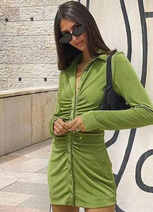 Міні сукня з довгим рукавом і ґудзиками зеленого кольору scarlette the label4 фото