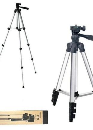 Штатив для телефона и фотоаппарата tripod 3110 pro портативный трипод 0,35-1.02м высота. цвет: серебряный