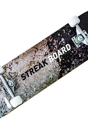 Скейтборд деревянный "streakboard" 78х20 см sport series  черно-белый (2000002825067)