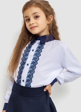 Блуза для девочек нарядная, цвет бело-синий, 172r201-1