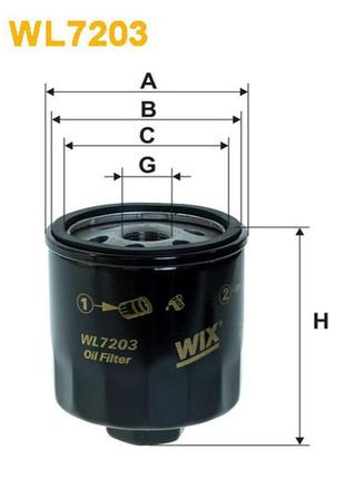 Фільтр оливний audi a2; seat altea, cordoba, ibiza, inca, leon, toledo; skoda fabia, oct wix filters (wl7203)