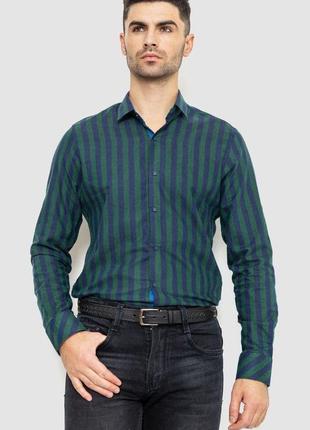 Сорочка чоловіча в смужку байкова, колір зелений синій, 214r61-95-001
