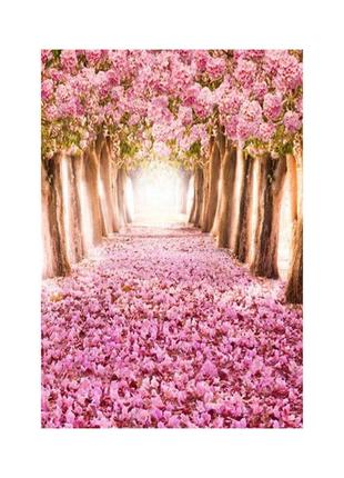 Фотофон, фон для фото вініловий текстурний 1.5×2.1 м дерева + рожева аллея (tbd02200676)