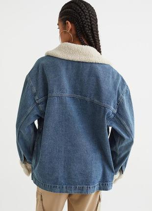 Джинсова куртка з теплим коміром h&m жакет піджак