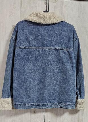 Джинсова куртка з теплим коміром h&m жакет піджак