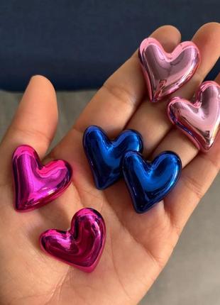 Стильні сережки серце, 6 кольорів, нові5 фото