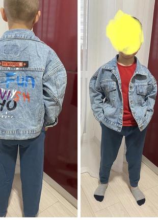 Джинсова куртка курточка піджак на хлопчика 120, 130, 140 джинсовка2 фото