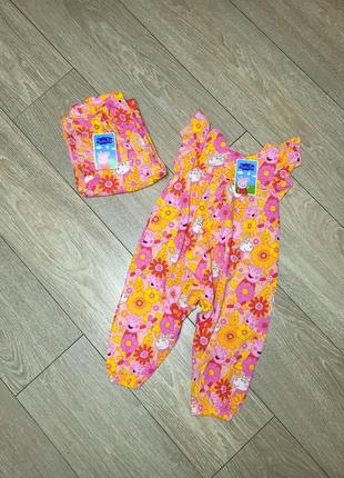 Летний ромпер, комбинезон со свинкой пепой на 9-12 мес и 3-4 года