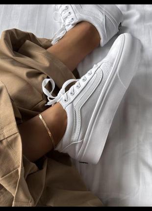 Vans old school  platform white1 фото