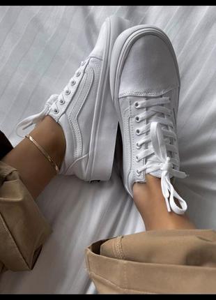 Vans old school  platform white4 фото