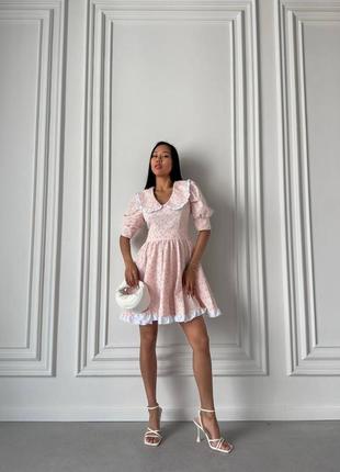 Сукня міні з комірцем котон принт8 фото