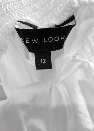 Eur 40 біла натуральна коротка блуза резинка гумка зверху оголені плечі широкий рукав мереживо волан4 фото