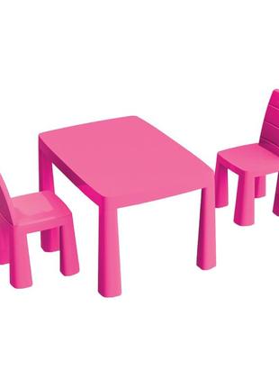 Дитячий пластиковий стіл та 2 стільці 04680/3 рожевий від lamatoys
