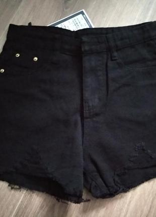 Чорні шорти шортики джинс джинсові жіночі джинсові шорти розпродаж4 фото