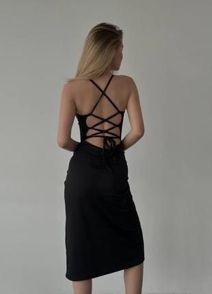 Плаття чорне з розрізом довге2 фото