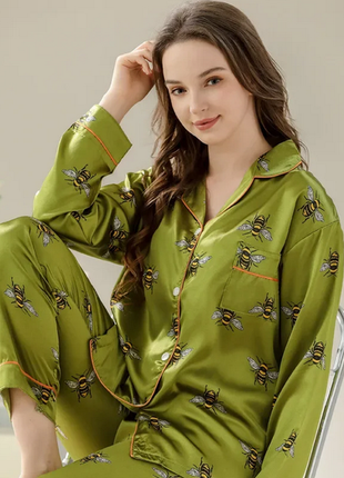 Новая пижама, шикарная с пчёлами, костюм для дома в стиле gucci