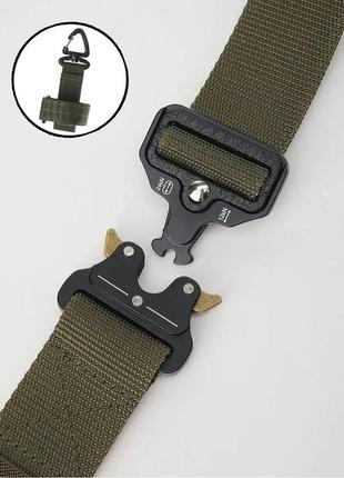 Ремень тактический assaulter belt с металлической пряжкой 140 см олива + подарок карабин на лучшая цена на