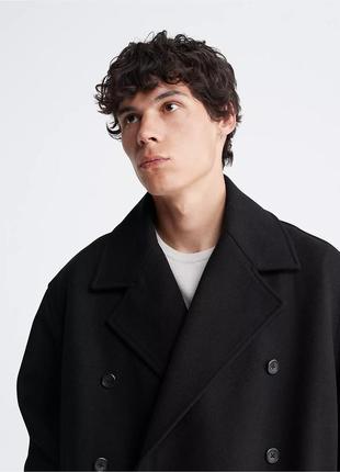 Calvin Klein Pantaloncini da casa blu a righe ck wool blend double breasted peacoat c xl 6000