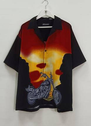 Оверсайз рубашка с мотоциклом