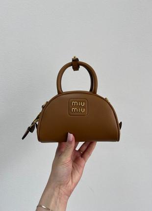 Шкіряна сумка ❤️ miumu leather top handle bag brown