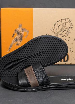 Чоловічі шкіряні літні шльопанці-сланці джордан коричневі