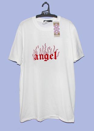 Boohoo.товар привезен из англии.футболка оверсайз с надписью angel.2 фото