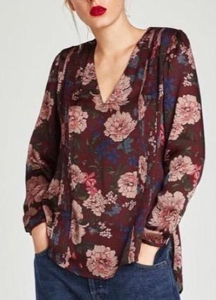 Красивая роскошная цветочная блузка zara