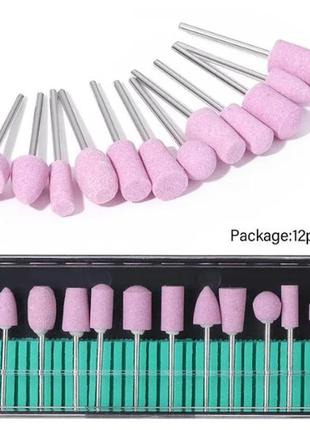 Фрези для манікюру 12 або 30 шт (дві типу)