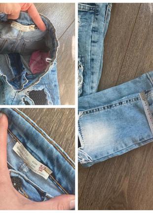 Туреччина 116см зріст блакитні з рваностями стретч завужені джинси пояс на затяжні9 фото