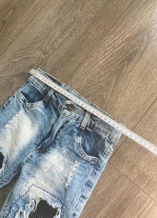 Туреччина 116см зріст блакитні з рваностями стретч завужені джинси пояс на затяжні6 фото