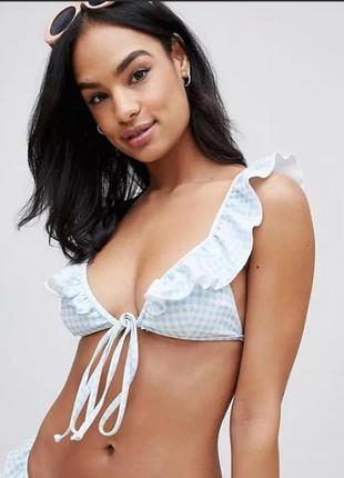 Купальный топ от lost link gingham frill bikini top