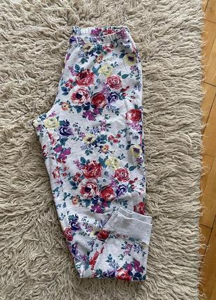 Бавовняні трикотажні домашні піжамні штани піжама квітковий принт george
