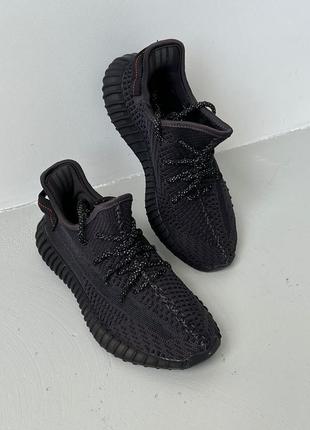 Кросівки adidas yeezy boost 350 black реф шнурки✨