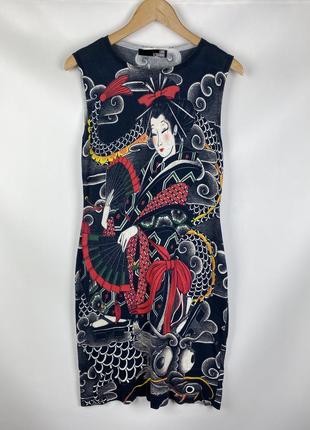 Женское платье платье moschino geisha japanese pattern