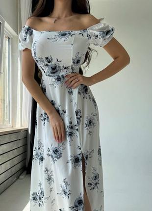 Сукня міді з квітами штапель3 фото