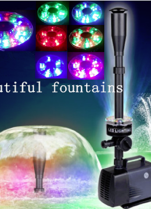 Насос для фонтану 100w з підсвічуванням rgb 30led для водойми ста