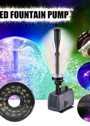 Насос для фонтану 100w з підсвічуванням rgb 30led для водойми ста16 фото