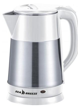 Електрочайник-термос металевий seabreeze sb-016/2,5 л, хороший електричний чайник, чайник електро
