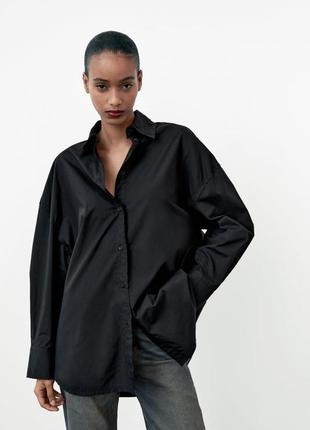 Поплінова сорочка оверсайз від zara, розмір xs-4xl