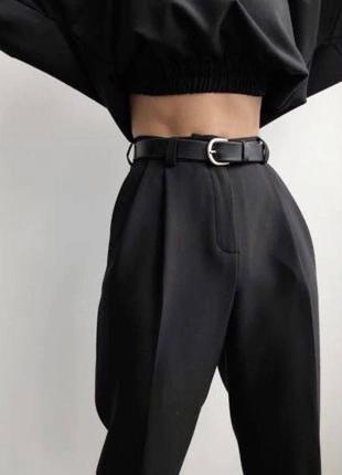Однотонні жіночі палаццо штани висока прямі брюки софт легкі жіночі кюлоти кльош посадка класичні об‘ємні прямі широкі3 фото