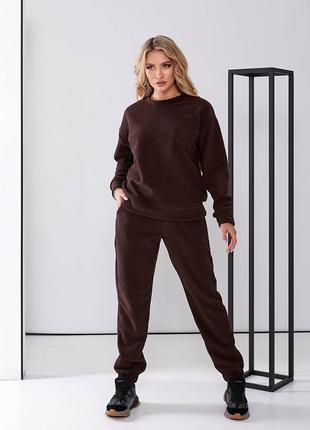 Спортивный флис флиса повседневный костюм полоска манжеты джоггеры карго карманы длинная удлиненная кофта свитшот спущенные рукава брюки и свободный свободный