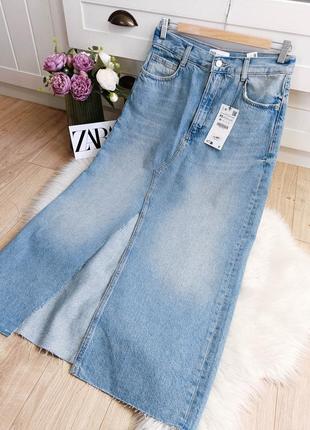 Довга джинсова спідниця trf від zara, розмір  xs, m, xl**