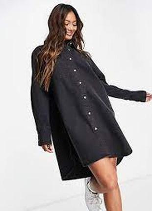 Черное натуральное платье рубашка трапеция льняная лен удлиненная рубашка туника мини батал
