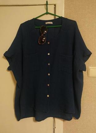 Италия лен и хлопок блузка/блузон/ рубашка свободного кроя (оверсайз)/стильный дизайн