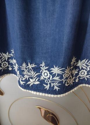 Джинсова блуза з вишивкою та відкритими плечима yessica (c&a) бавовна, купро4 фото