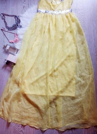Желтое вечернее платье в пол серебристыми пайетка открытой спиной шифон длинное блестящее4 фото