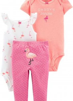 Дитячий комплект для дівчинки carters боді та штани на 6 і 9 місяців бавовна
