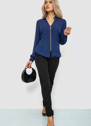 Блуза женская шифоновая, цвет темно-синий, 186r504
