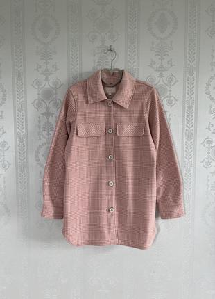 Стильна куртка-сорочка у клітинку next рожевий білий3 фото