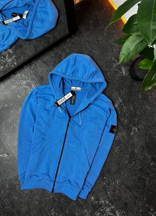 Зіп-худі синє #4  stone island cotton fleece zip hoodie sweater - periwinkle 💣1 фото